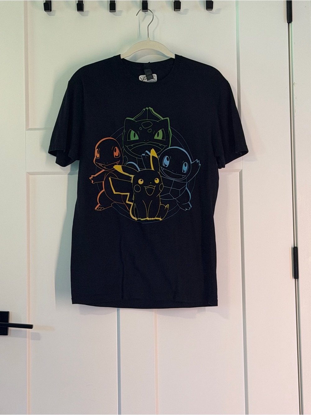 Gildan Black Tee with Pokémon Starters Outline